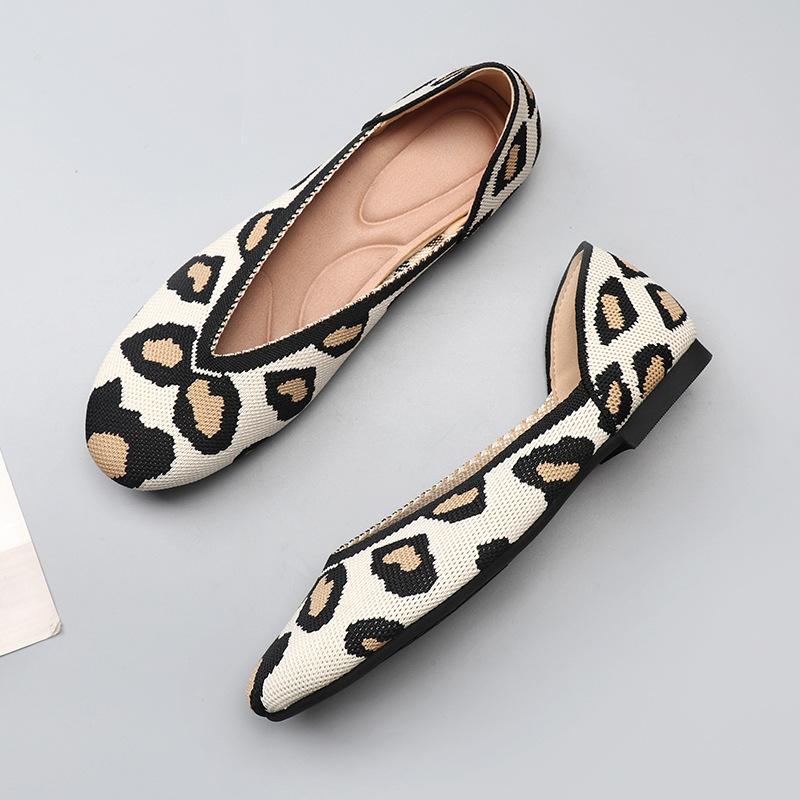 Spring and Autumn Princess Flying Knitted Single Shoes Doudou Shoes European and American Pregnant Women's Round Head Flat Bottom Pointed Head Women's