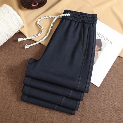 DIMANAF 2025 Осень Зима Женские Брюки Большого Размера Женские Длинные Брюки Оверсайз Свободные Повседневные Брюки Толстой Вязки