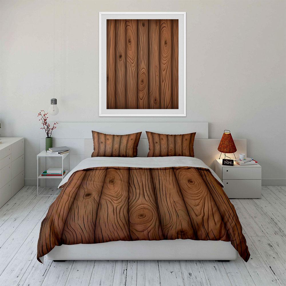 Wooden Texture Pattern Bedding Duvet Cover Set (1*Duvet Cover 2*Pillowcases, without duvet insert)