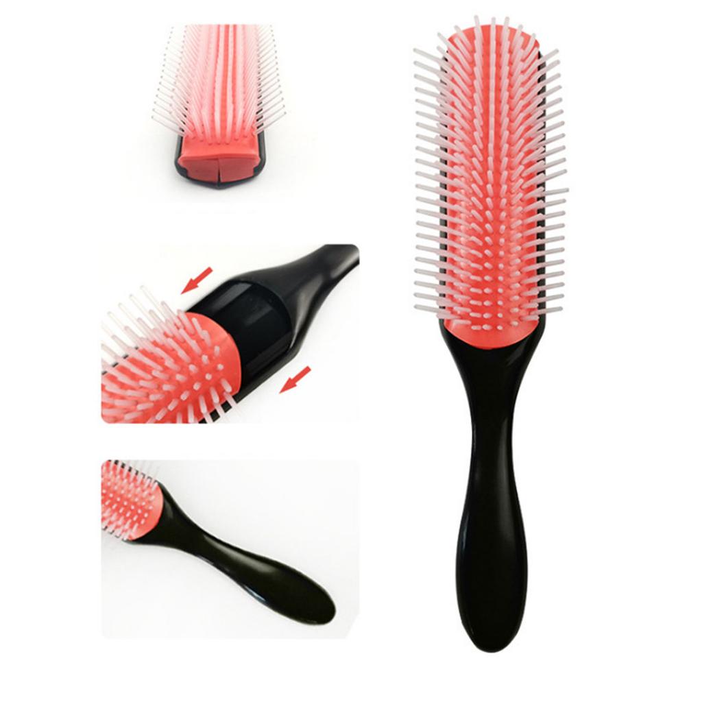 2 Pcs 9 Rows Hair Brush Nylon Bristle Styling Brush Curly Hair Detangling Brush for Separating