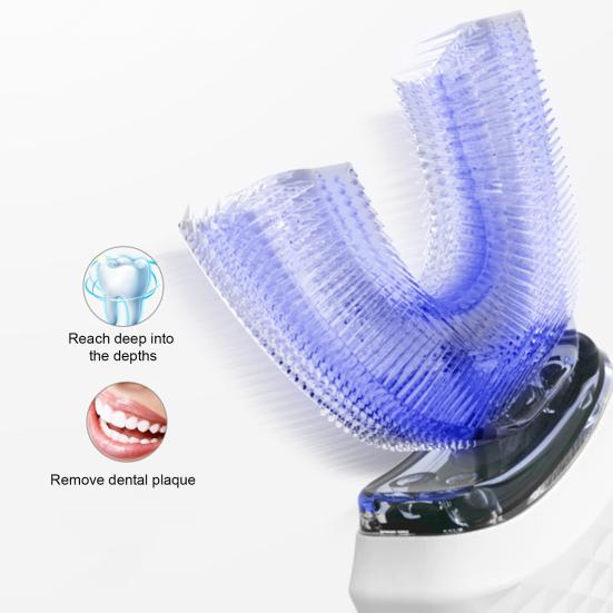 Adults U-Shaped Electric Toothbrush 3 Modes Adjustable Full Coverage Silicone Brush Heads IPX7 Waterproof Automatic Men Women Rechargeable Toothbrush