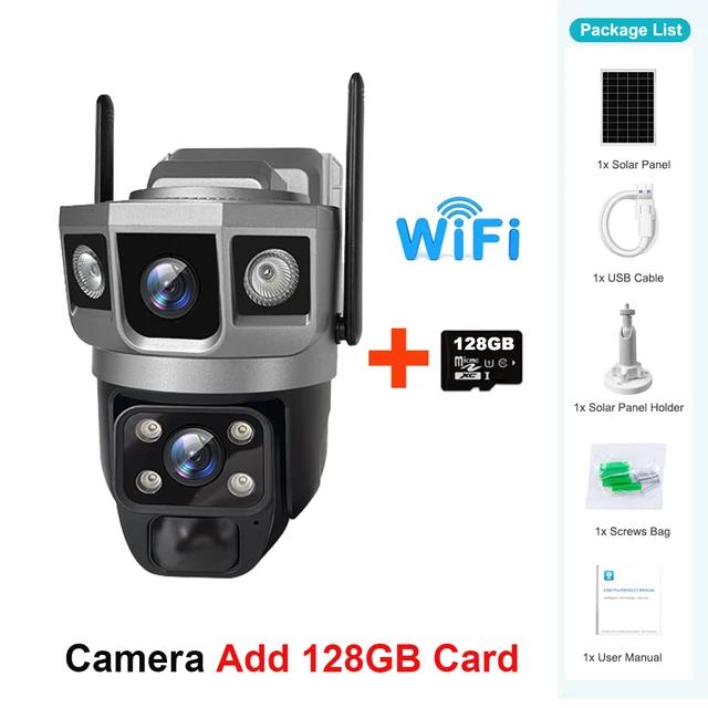 6K 12MP WiFi солнечная камера с двумя объективами наружная водонепроницаемая беспроводная CCTV видеомонитор батареи PIR детектор движения охранная IP-камера