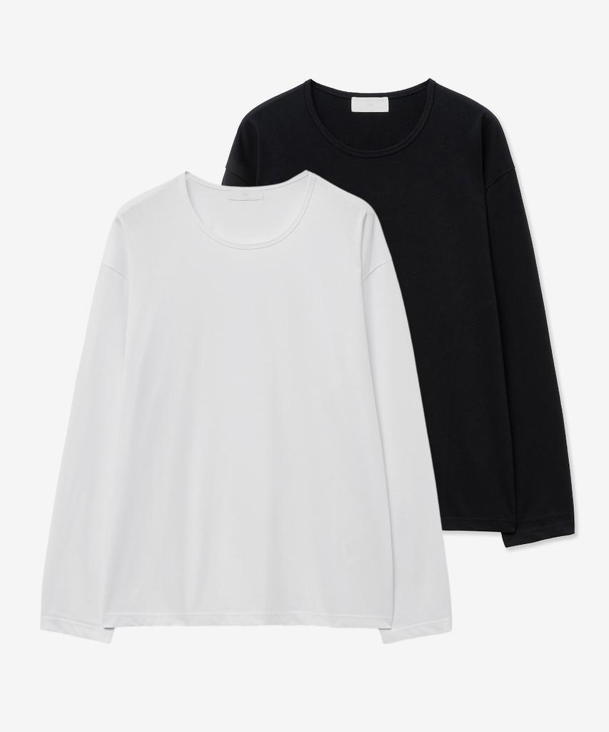 MINAV 2-Pack Pure Cotton U-Neck Long Sleeve T-Shirt