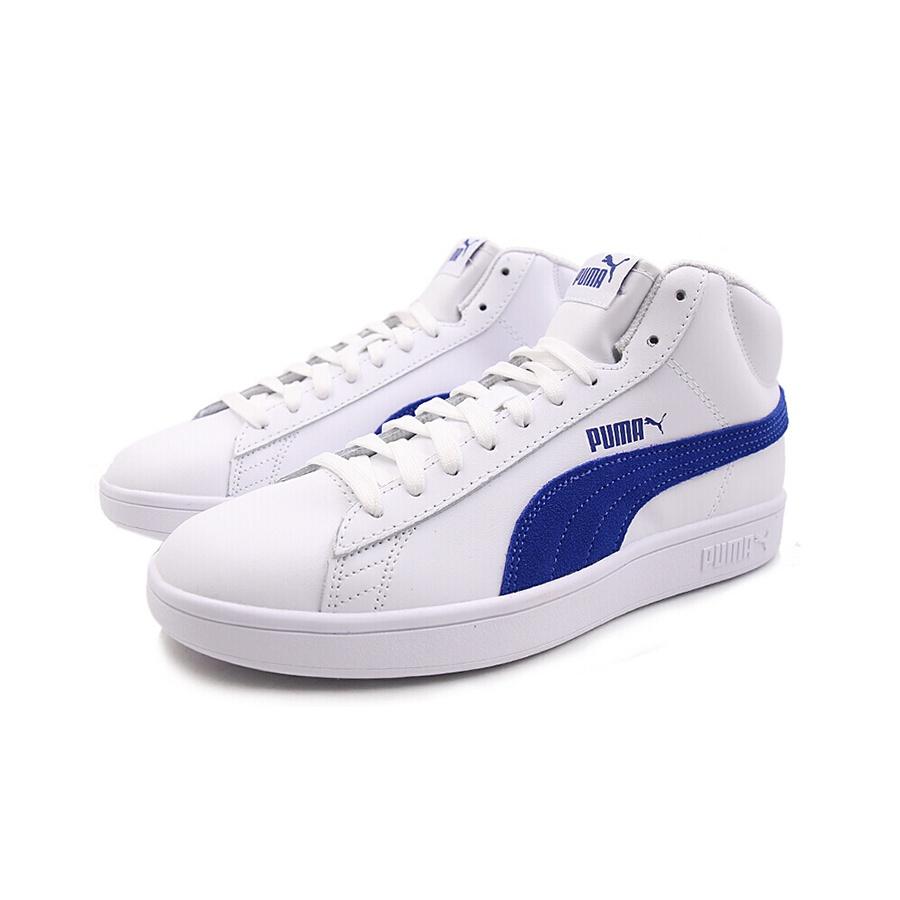 Puma Кроссовки Smash из синтетической кожи средней высоты Унисекс Кроссовки Белые Синие 366924-01