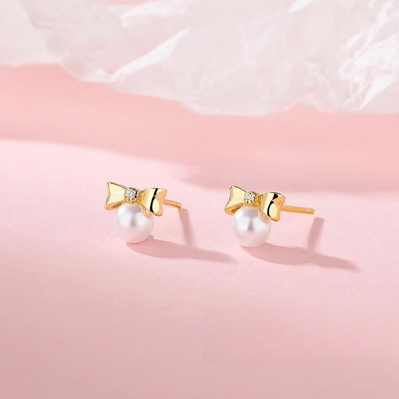 Милый бант с жемчужными серьгами для женщин в стиле принцессы, легкие роскошные серьги в форме сердца для девочек