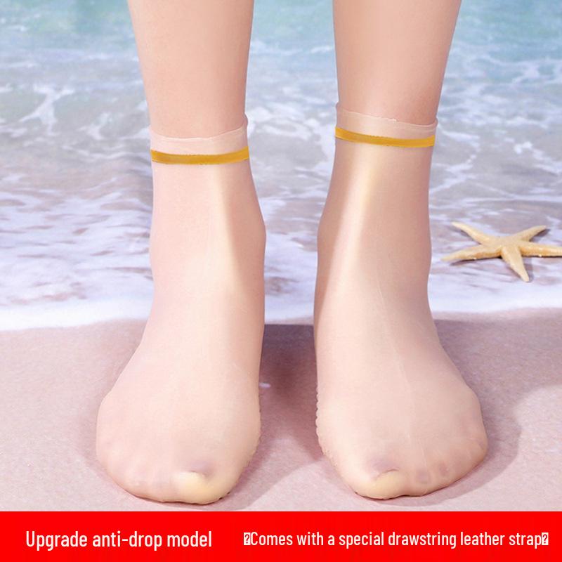 Waterproof Silicone Non-Slip Diving Socks with Drawstring for Snorkeling and Swimming - Unisex High Elasticity Beach Footwear