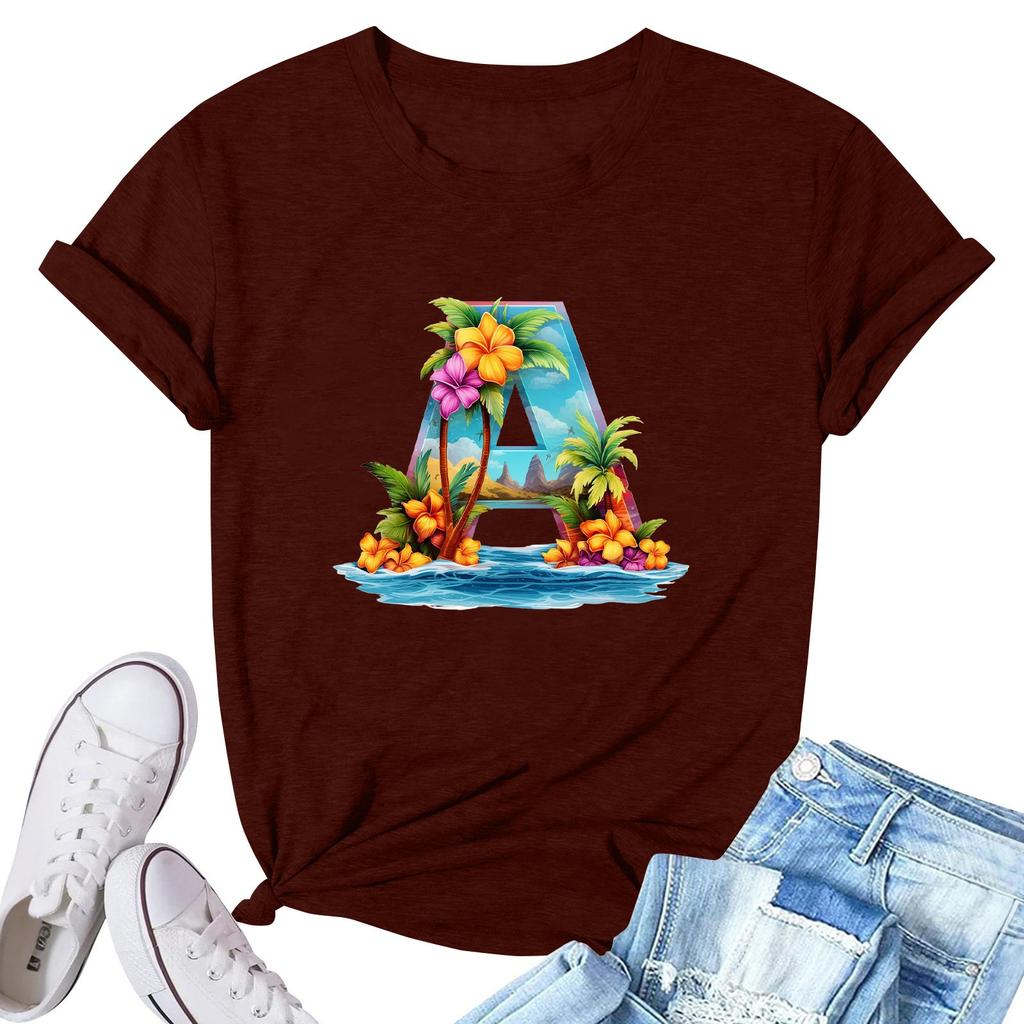 Women's Fashion Printed Casual Pleated Round Short Sleeve T-Shirt Top