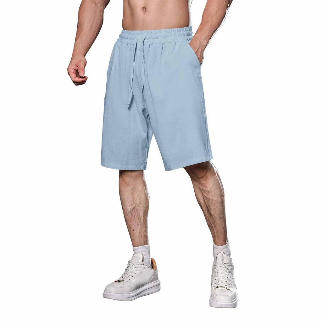 Мужские повседневные шорты на шнурке Мужские дышащие шорты из хлопка и льна