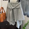 Повседневная спортивная универсальная клетчатая юбка с завязкой на талии в корейском стиле, летний стиль горячей девушки, юбка женская с нерегулярным дизайном