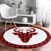 Christmas Village Round Rug Nordic Winter Round Reindeer Ornaments Round Rug Cozy Cabin Round Rug Festive Forest Holiday Decor