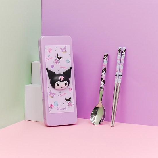 Lilpang Sanrio Children's Kuromi 3D Vacuum Spoon Cell Phone Case Set, a Popular Character In Korea