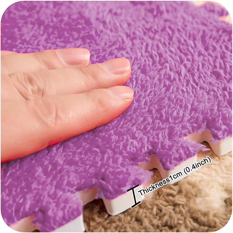 10 ШТ. Мягкий Плюшевый Игровой Коврик для Активностей Многоразовый ЕВА-Пена Пазл Ковер Детская Комната Сохраняет Тепло Нескользящий Напольный Коврик Моющийся 30*30*1СМ