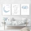 Child Poster Blue Moon Clouds Wall Art Canvas Nursery Quotes Print Nordic Kid Bedroom Decoration Picture Painting for Baby Room
