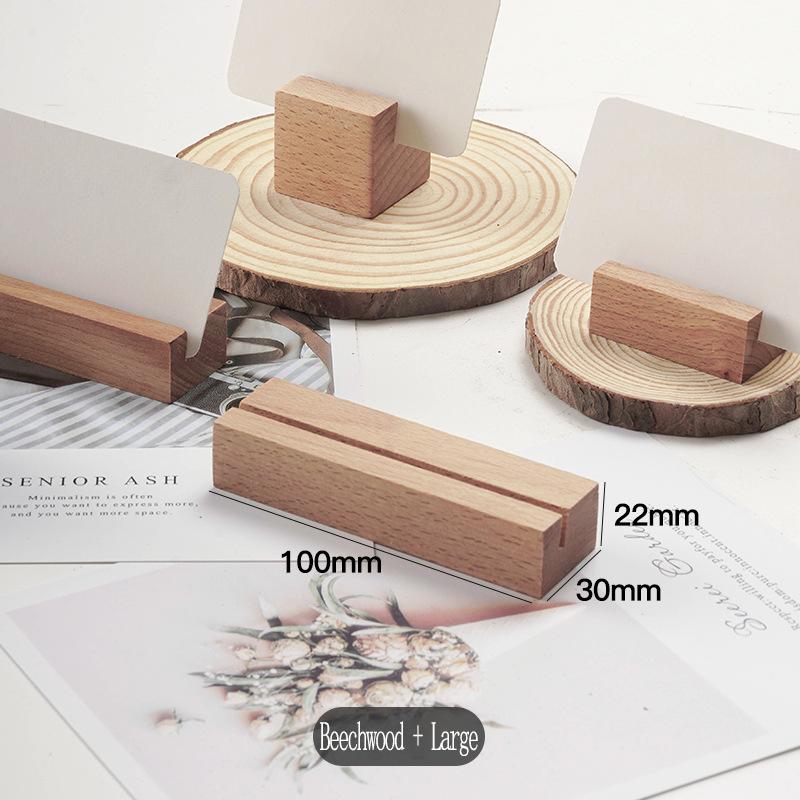 Walnut/Beech Wood Card Holder - Simple Style Photo and Menu Display Base