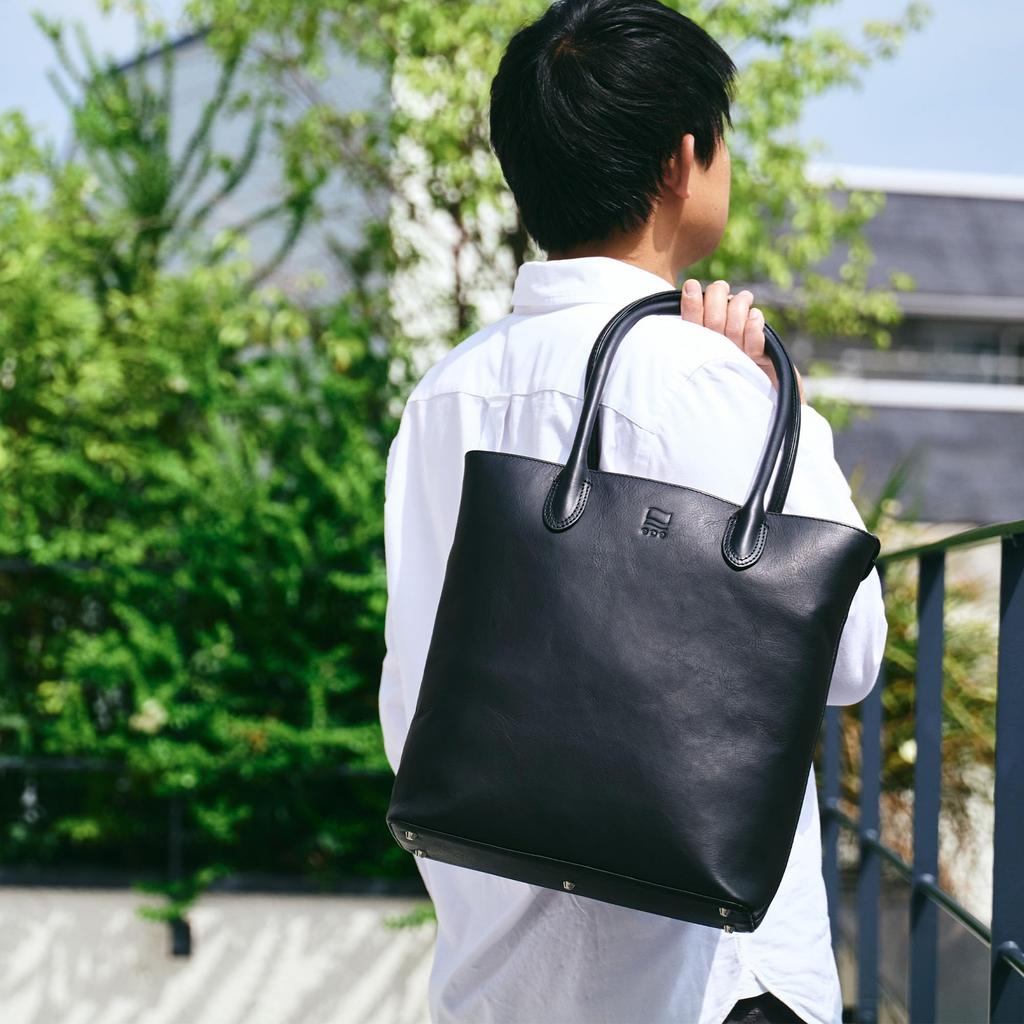 Epe Мужская вертикальная сумка-тоут, Натуральная кожа, Формат А4, Большая вместимость, Самостоятельно стоящая, Со складками по бокам, Тонкий тоут (черный)