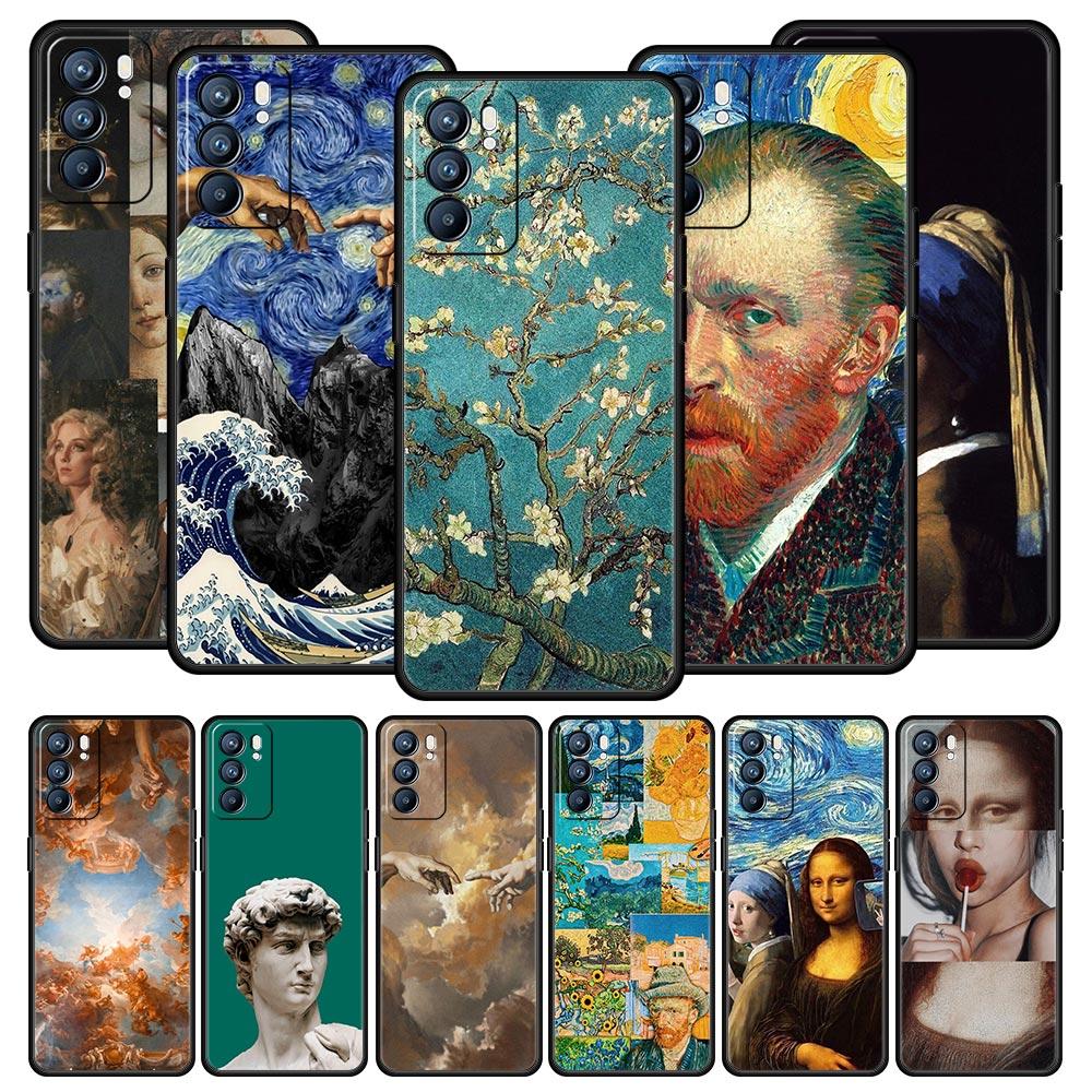Чехол для телефона Oppo Find X6 X5 A54 A53 A52 A9 A15 A95 A17 A16 A76 A74 A57 Reno7 Reno6 Pro Plus 5G с рисунком 'Мона Лиза Ван Гог' Маслом