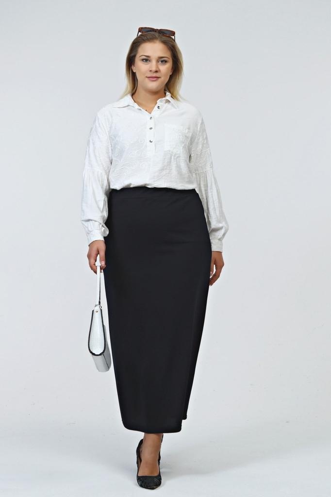 Женская стильная юбка большого размера с эластичной резинкой на талии Юбка больших размеров на подкладке из стальной трикотажной ткани черного цвета