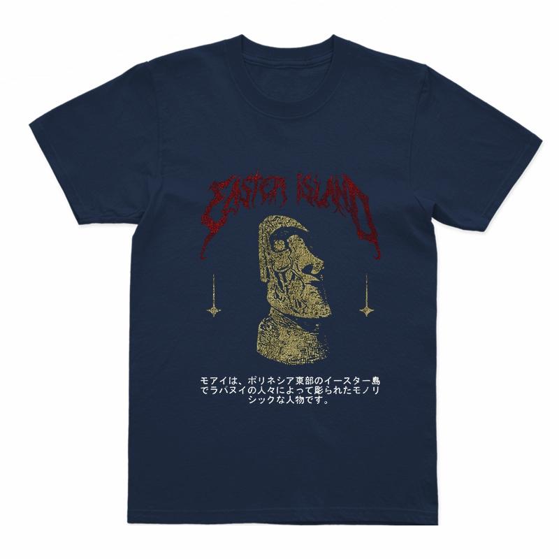 Coolmind U0010-T2 Easter Island Statue Graphic Print Men T Shrit Casual Cool Men Tshirt O-Neck Tee Shirts