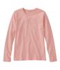 Женская футболка L.L.Bean с длинным рукавом, круглым вырезом, обычного кроя, L, абрикосовая, розовая, 1000162449