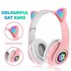 Cute Cat Ear Gaming Headset Wireless Earphone Foldable LED Luminous Noise Bluetooth 5.0 Stereo Bass Headphones With Mic TF FM Kid Girl