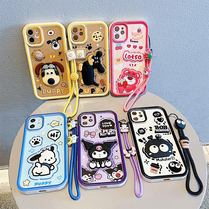 KEYSION Shockproof Case for TECNO Spark Go 2023 with Lanyard Silicone Cute 3D Cartoon Doll Phone Cover for TECNO Pop 7 Pro