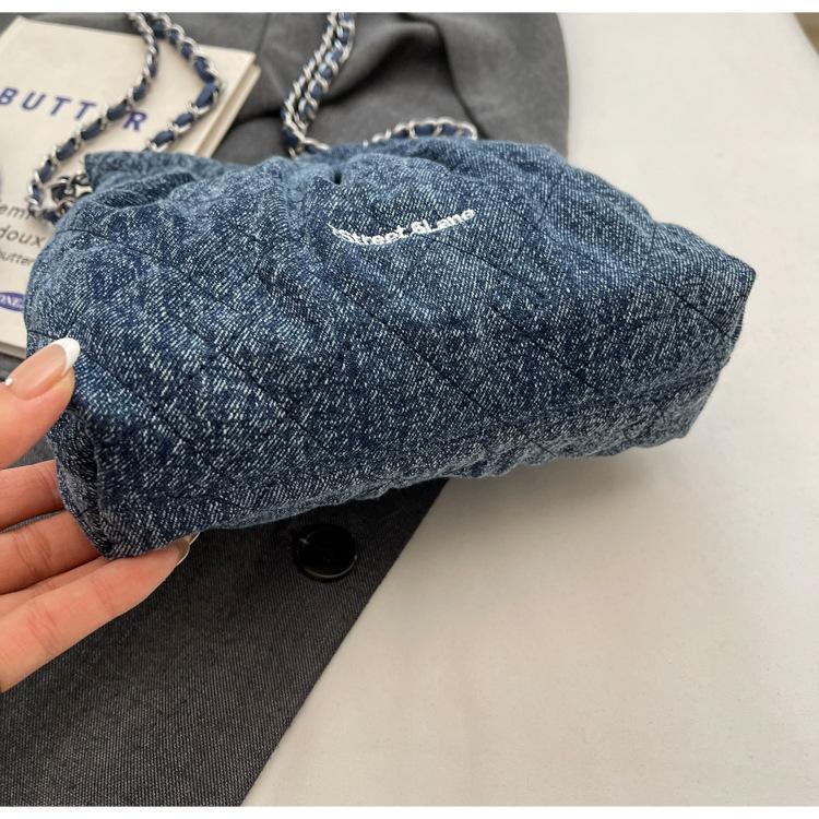 Сумка-ведро женская летняя 2024 года, популярная новая сумка-мессенджер через плечо с цепочкой, сумка-ведро из денима Ruiying, сумка под мышкой