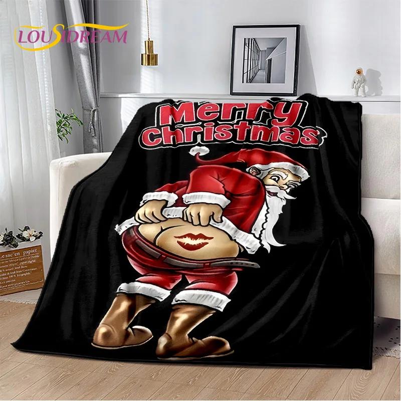 Merry Christmas Tree Santa Claus Gift Plush Blanket,Flannel Blanket Throw Blanket for Living Room Bedroom Bed Sofa Picnic Hiking