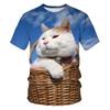 Летняя новая футболка с милым котом, 3D-принт, мужская, с круглым вырезом, повседневная, спортивная, с коротким рукавом