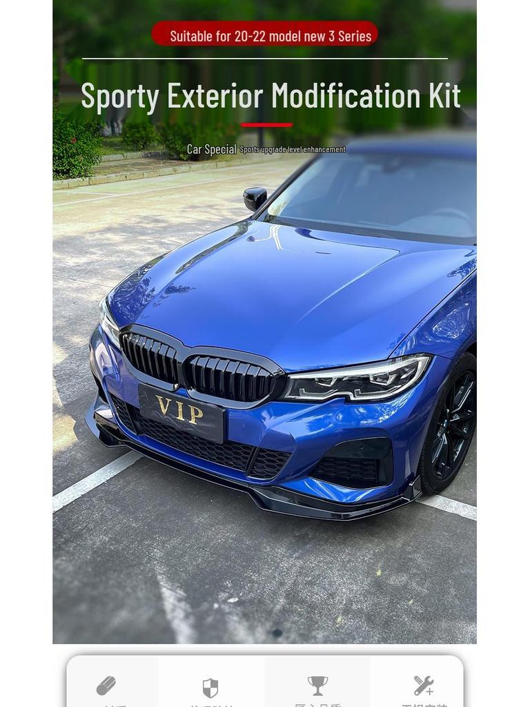 Комплект переднего сплиттера и бампера для BMW 3 серии 20-25 - Черный MP