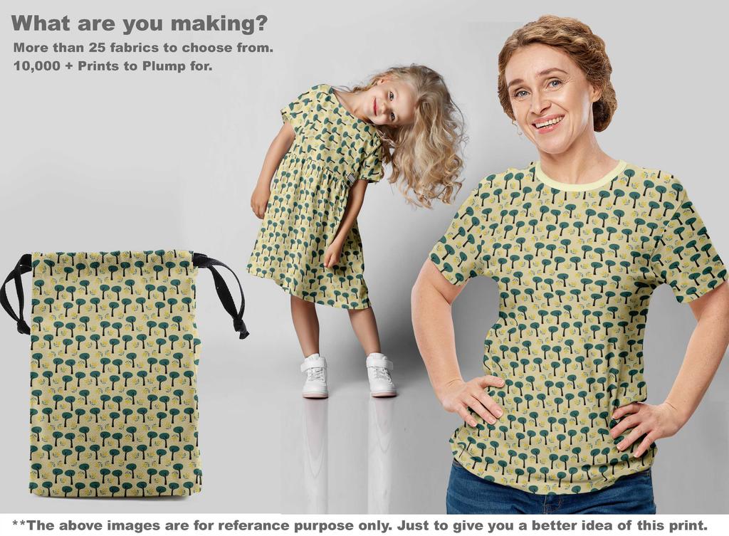 oneOone Cotton Flex Light Yellow Fabric Tree Craft Projects Decor Fabric Printed By The Yard 40 Inch