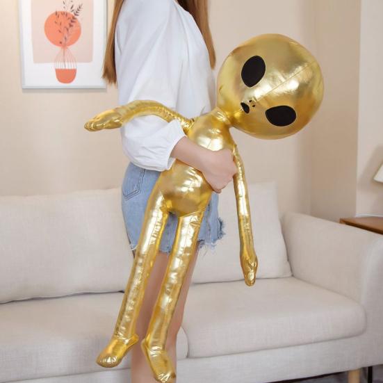 Металлическая плюшевая игрушка «Инопланетянин», забавная кукла с выражениями, глянцевая футуристическая мягкая игрушка, успокаивающая подушка для объятий, креативный подарок для детей и мальчиков