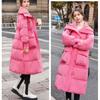 Осенне-зимняя куртка из пуха и хлопка, женская, средней длины, до колена, корейская мода, куртка из хлопка, с отворотом, куртка из хлопка, верхняя одежда из хлопка