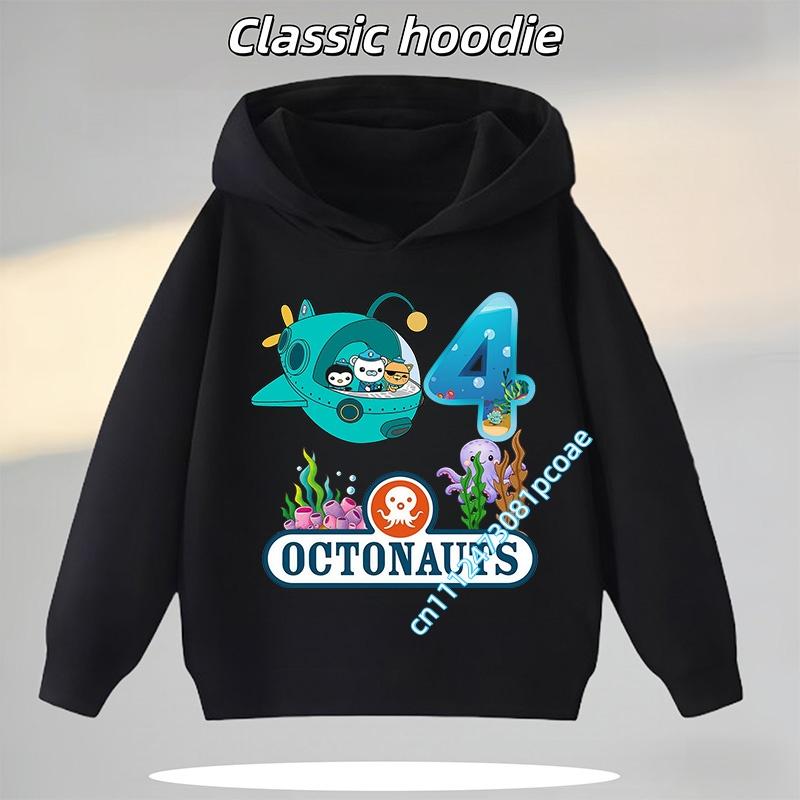4-12Years Old Octonauts Children's Hooded Sweatshirt Boys'Sport Shirt Girls' Casual Top Digital Print Autumn/Winter Long-Sleeved