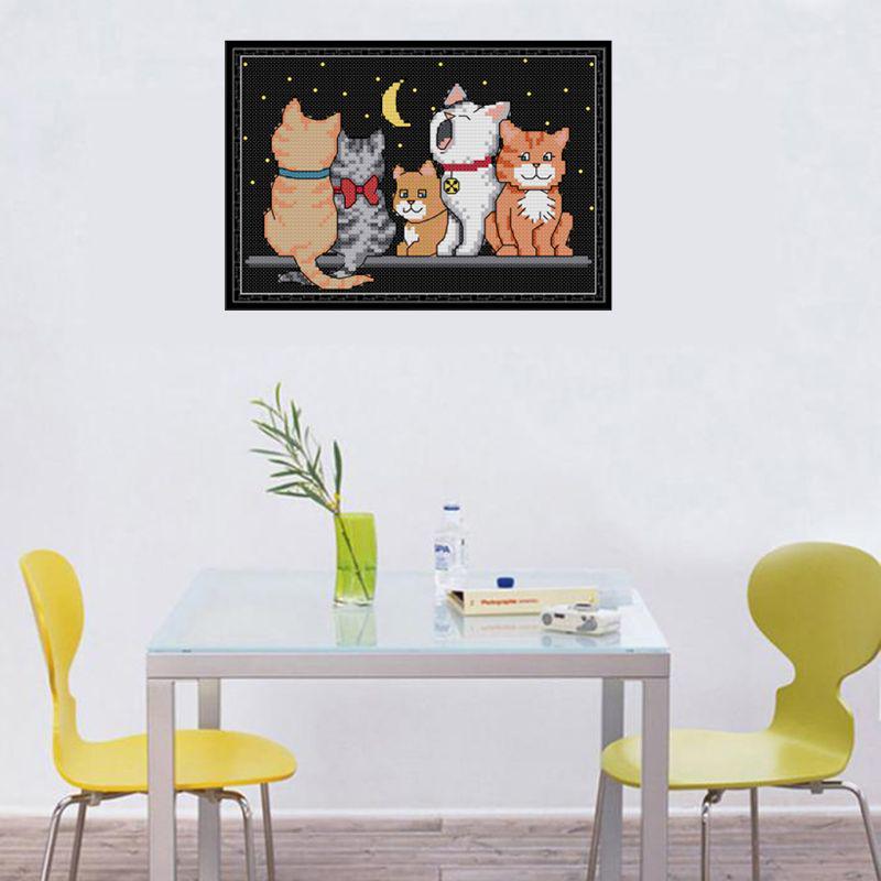 Набор для вышивки крестом «сделай сам» для кошек, набор для вышивания милых животных ручной работы, декор для детей и взрослых, поделки ручной работы S