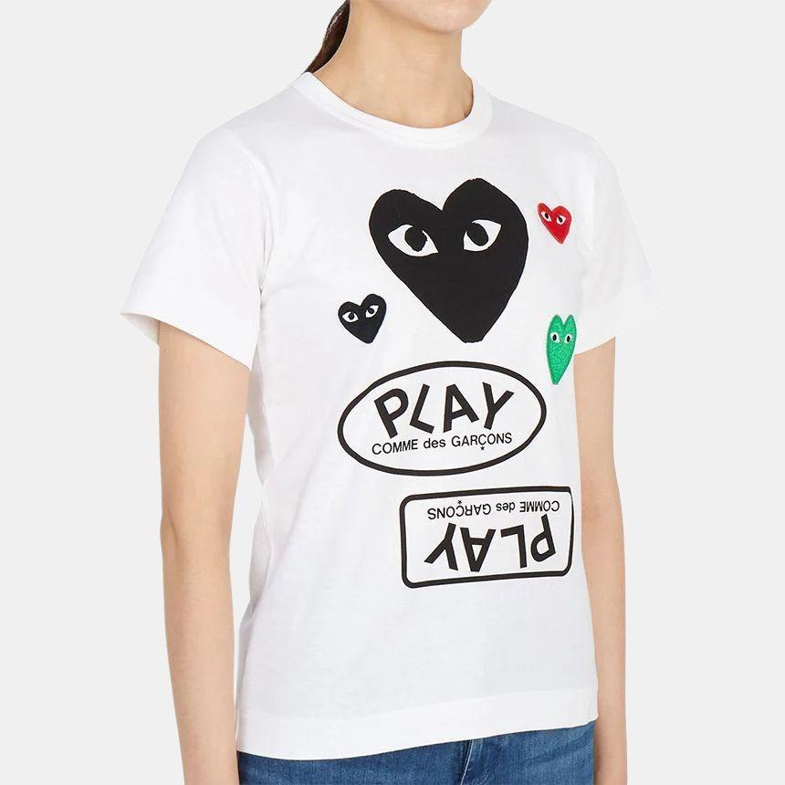 Comme des Garçons PLAY (WMNS) COMME des GARCONS PLAY Multi Heart T-Shirt 'White Black' Women's AZ-T281-051-1