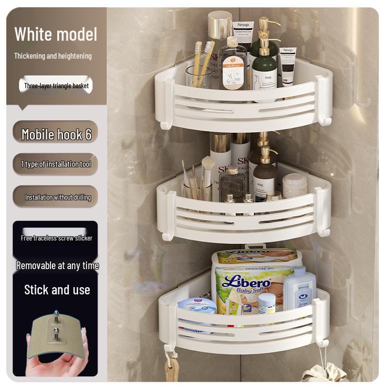 Gunmetal Punch-Free Space Aluminum Corner Bathroom Shelf