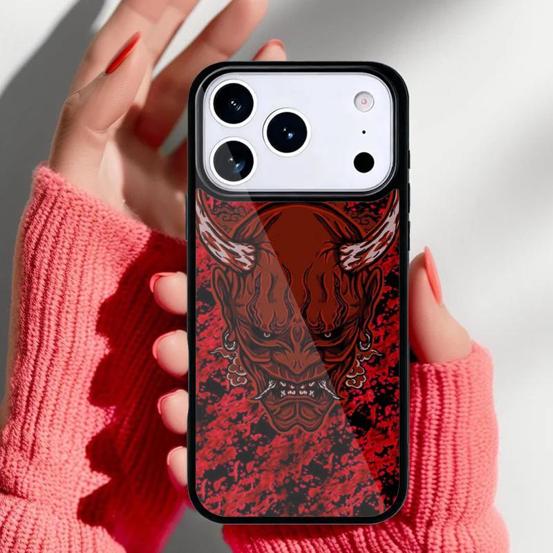 Oni Hannya Demon Mask Phone Case for iPhone 17 Air 16e 15 14 13 Pro Max Back Cover for 12 11 Pro Coque
