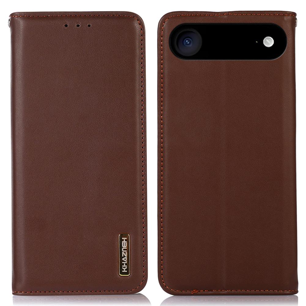 KHAZNEH For iPhone 17 Air Case Wallet Genuine Cow Leather Phone Cover Nappa Texture