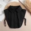 Women's Solid Colour Black White Vertical Small Flip Collar Versatile Shirt Jumper Jumper Fashion Lace False Collar Four Seasons