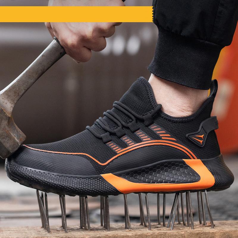Large Size 50 Fashion Safety Shoes Men Anti-Smash Steel Toe Cap Puncture Proof Indestructible Shoes Breathable Sneaker Work Shoe