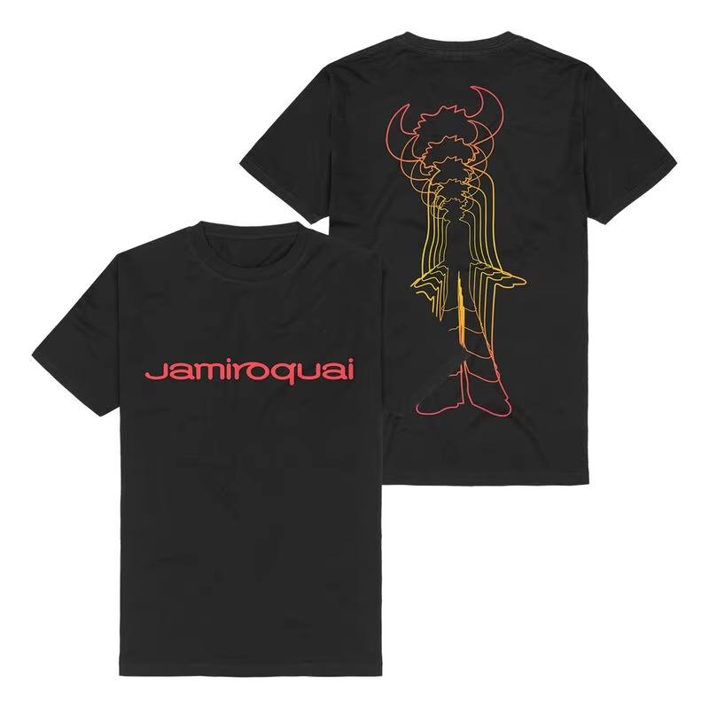 Футболка Jamiroquai Buffalo с градиентом, футболка с графикой группы, унисекс, винтажный хлопок, короткий рукав, оверсайз, Y2K, ретро, уличная одежда Harajuku, летний топ