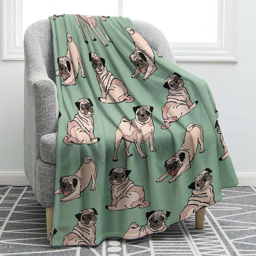 Cartoon dog digitalprinted polyester Bedroom velvet flannel soft sofa cover blanket Fleece soft sofa cover blankets for beds