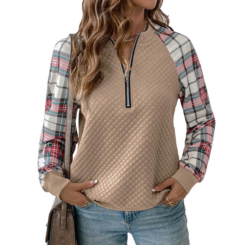 2025 Retro Plaid Patchwork Zipper Hoodie Cardigan