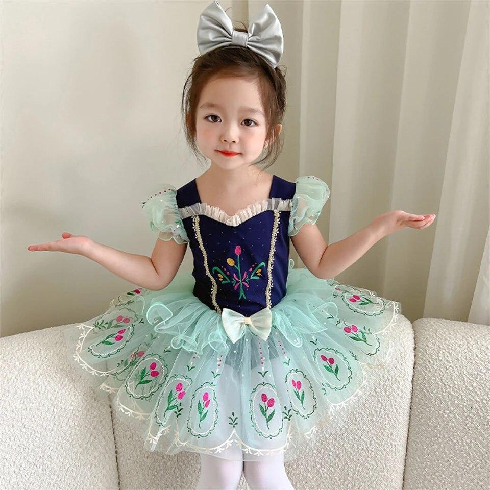 Нарядное праздничное платье принцессы для балета и танцев для детей, танцевальная пышная фатиновая юбка-пачка, костюм для Хэллоуина, сценический костюм