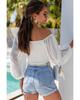 Azura Exchange Sheer Puff Sleeve Crop Top