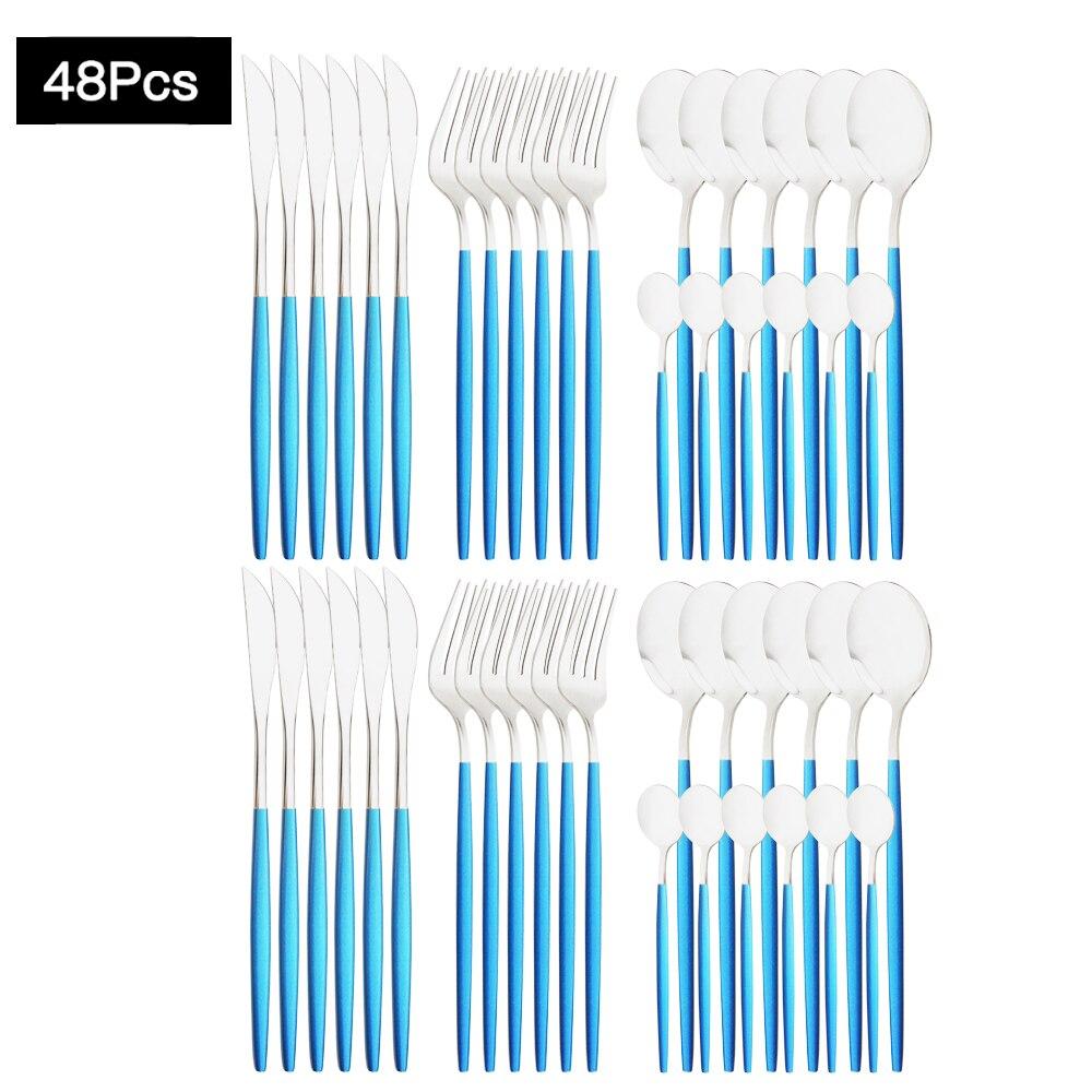 48 шт., набор столовых приборов из красного золота, зеркальный набор столовых приборов, столовые приборы из нержавеющей стали, обеденный нож, вилка, ложка, чайная ложка для домашней посуды