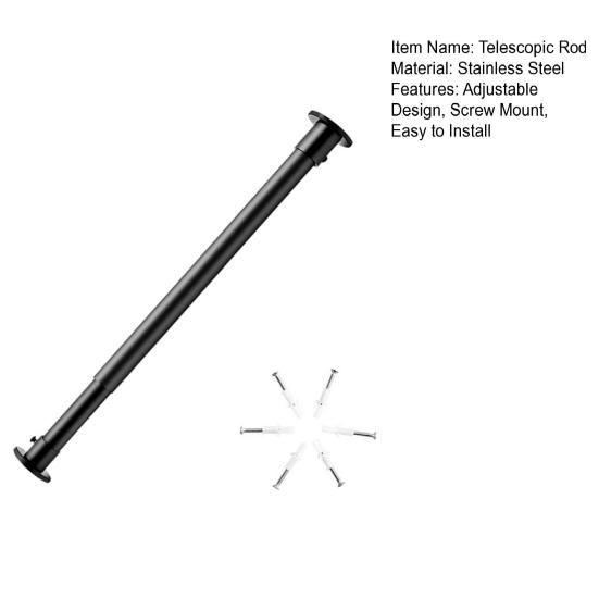 Shower Curtain Telescopic Rod Screw Mount 50-70CM Adjustable Stainless Steel Multi-functional Living Room Bathroom Telescoping Curtain Rod