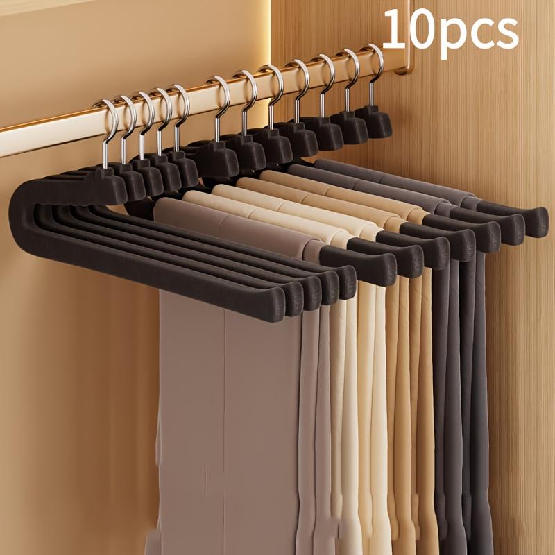 10pcs Flocked Goose-Shaped Pant Hangers, Suitable for Dormitories, Homes, and Schools. Made of Flocked Material, Traceless and Non-slip