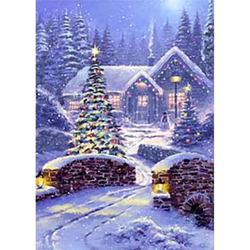 5D DIY Diamond Painting Winter Snow Landscape Full Round Drill Diamond Embroidery Cross Stitch Wall Art Picture of Rhinestone