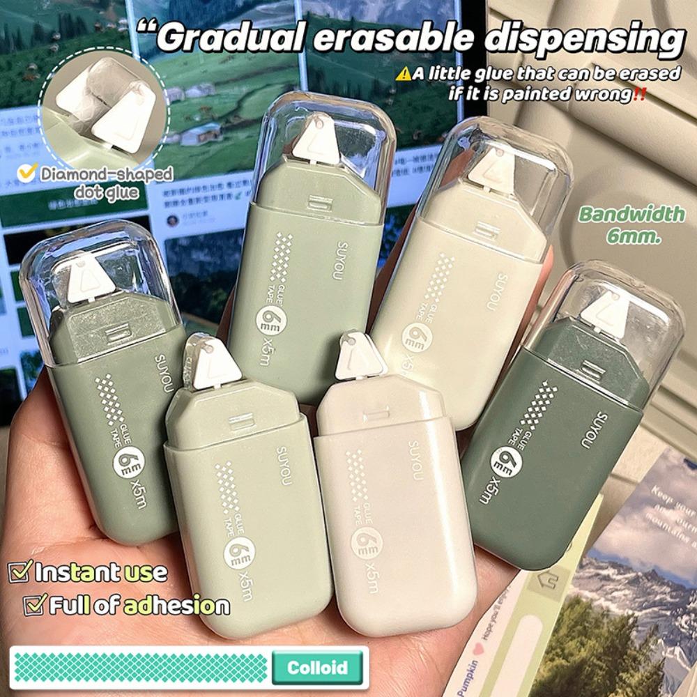 6pcs Gradient Color Dot Glue Tape High Viscosity Double-sided Adhesive Tape  School Office